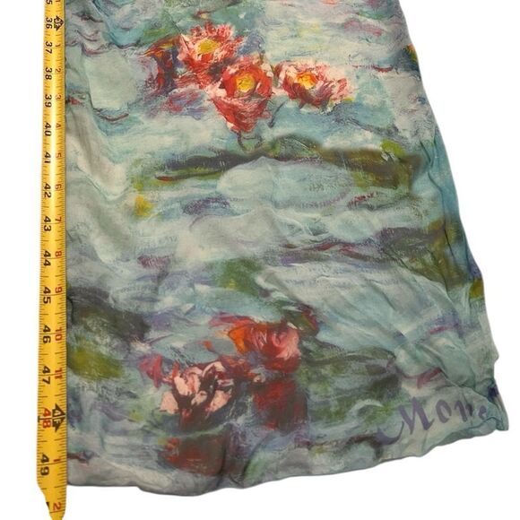 Claude Monet Water Lily Scarf Silk Oblong - Picture 9 of 10